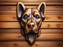 illustration av en hund huvud med en trä- textur foto