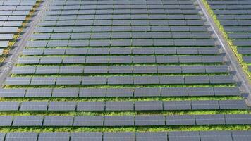 sol- kraft bruka från Drönare utsikt, grön energi teknologi foto