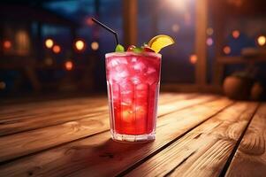 färsk citrus- cocktail på trä- tabell ai generativ foto