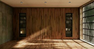 rengöring tömma rum interiör japandi wabi sabi stil.3d tolkning foto