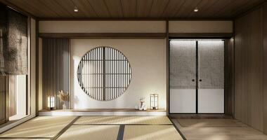 muji stil, tömma trä- rum, städning japandi rum interiör, foto