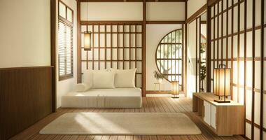 säng rum original- - japansk stil interiör design. foto
