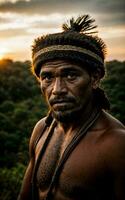 Foto av vilde barba stam- i de djungel , generativ ai