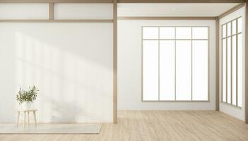 japan stil ,tömma rum dekorerad i vit rum japan interiör. foto