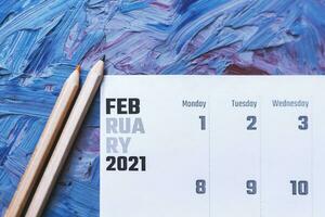 februari 2021 kalender. en gång i månaden kalender foto