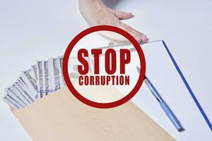 sluta korruption, bestickning begrepp foto
