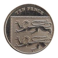 10 pence mynt, Storbritannien isolerat över vitt