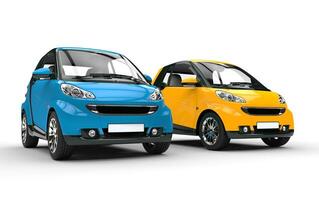 blå och gul små bilar foto