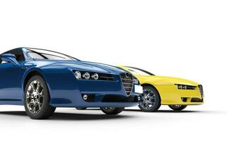 blå gul kontrast italiensk bilar foto