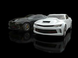 svart och vit modern muskel bilar - 3d illustration foto