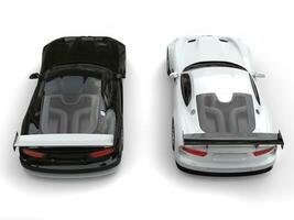 svart och vit modern sporter bilar - topp ner bak- se - 3d illustration foto