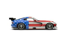 americarn superbil med flagga måla jobb foto