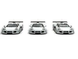 tre vit bra tävlings bilar - främre se foto