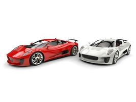 röd och vit elegant super sporter bilar foto