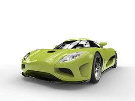 fluorescerande gul grön modern super sporter bil begrepp - bred vinkel närbild foto