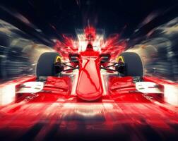 röd formel bil - färgrik super zoom effekt foto
