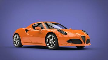 Häftigt orange sporter bil - lila bakgrund foto