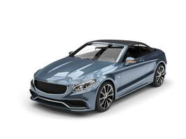 metallisk grå blå modern lyx konvertibel bil - skönhet studio skott foto