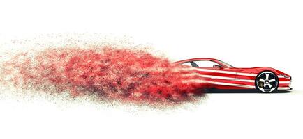 röd sporter bil med vit Ränder - partikel spår fx foto