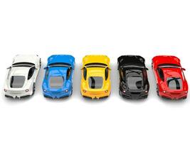 modern sporter begrepp bilar i olika färger - topp ner svans se foto