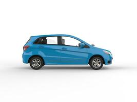 ljus blå modern generisk kompakt små bil - sida se - 3d illustration foto