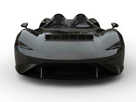 skinande svart modern konvertibel lyx super bil - främre se närbild skott foto