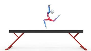 amerikan gymnast utför en ringa hoppa - 3d illustration foto