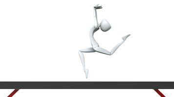 balans stråle gymnast mitten luft hoppa skott - 3d illustration foto
