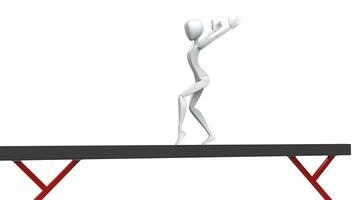 konstnärlig gymnastik på balans stråle - 3d illustration foto