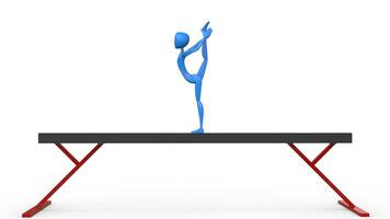 blå gymnast utför ett ben stå - 3d illustration foto