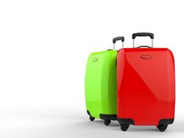 grön och röd resväskor foto