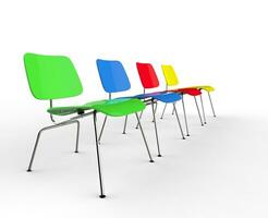 rad av färgrik modern kontor stolar foto