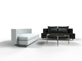 svart och vit soffa med kaffe tabell foto