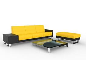 svart och gul modern soffa och kaffe tabell foto