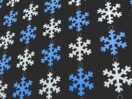 blå och vit snöflinga jul träd dekorationer foto