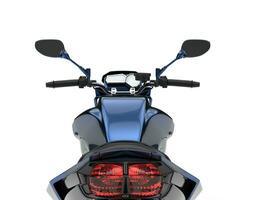 grymt bra metallisk blå modern motorcykel - baklyktor närbild skott foto