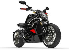 episk skinande svart kraftfull motorcykel foto