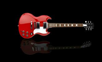 fast röd metallisk gitarr foto