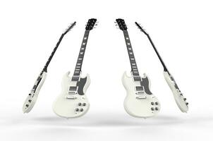 fyra vit elektrisk gitarrer foto