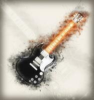 lysande hård sten gitarr teckning foto