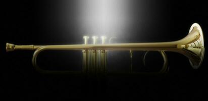 gyllene trumpet - på mörk bakgrund foto