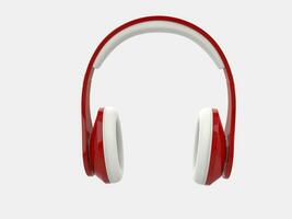 modern röd trådlös hörlurar med vit öra dynor och detaljer - främre se foto