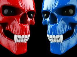röd och blå vampyr skallar - ansikte till ansikte foto