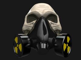 vit skalle bär strålning skyddande mask på foto