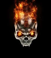 brinnande metall vampyr skalle med flammande ögon foto