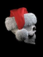 flin skalle bär en santa hatt - sida se foto