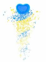 blå och gul hjärta - spiral pixel strömma foto