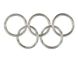 olympic spel ringar - krom metall - 3d illustration foto