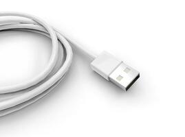 uSB kabel- - detalj på vit bakgrund, idealisk för digital och skriva ut design. foto