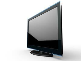 modern svart TV skärm med blå fälg foto